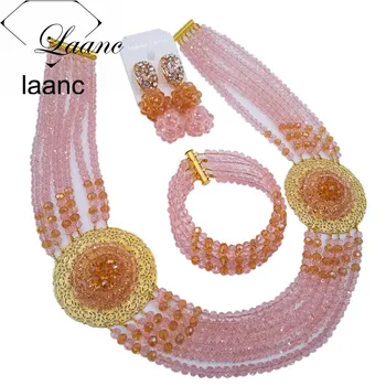 Laanc Fashion Peach Champagne Gold AB Nigerian Wedding African Beads Jewelry Set Crystal Necklace and Earrings for Women PHJZ013
Laanc Fashion Peach Champagne Gold AB Nigerian Wedding African Beads Jewelry Set Crystal Necklace and Earrings for Women PHJZ013