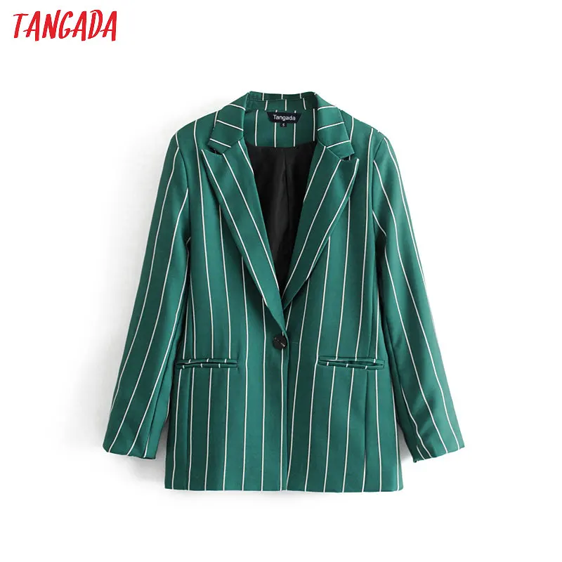 Tangada women green jacket blazer striped print casual pocket button blazer high street female new arrival outwear DA48
Tangada women green jacket blazer striped print casual pocket button blazer high street female new arrival outwear DA48