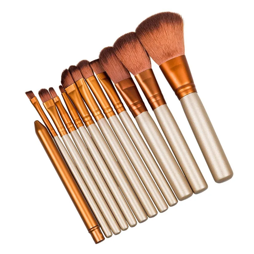 

SAIANTTH classic Iron box power brush light coffee 12pcs makeup brushes set blush foundation concealer eyeshadow lip maquiagem