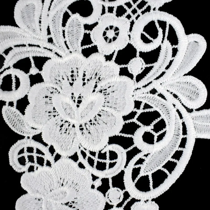 Модная 3D Цветочная белая вышивка ткань с кружевной аппликацией Jacquard лента