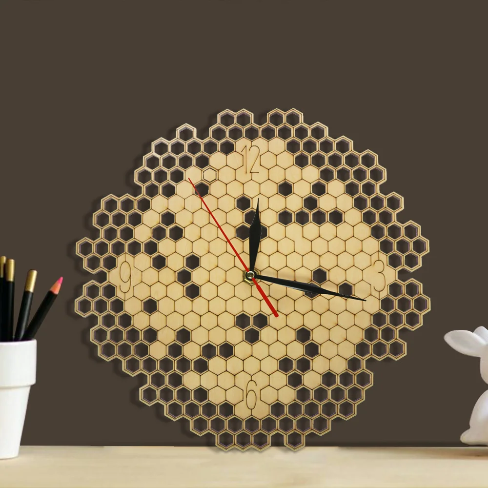 Bees and Honeycomb Natural Wooden Wall Clock Hexagon Wall Art Wood Bee Honey Contemporary Wooden Clock Room Decor Watch
Bees and Honeycomb Natural Wooden Wall Clock Hexagon Wall Art Wood Bee Honey Contemporary Wooden Clock Room Decor Watch