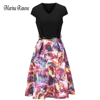 Vintage Patchwork Knee-length Dress Causal Office Dress Short Sleeve Black A-line Vestidos For Female Fashion Women Summer Dress
Vintage Patchwork Knee-length Dress Causal Office Dress Short Sleeve Black A-line Vestidos For Female Fashion Women Summer Dress