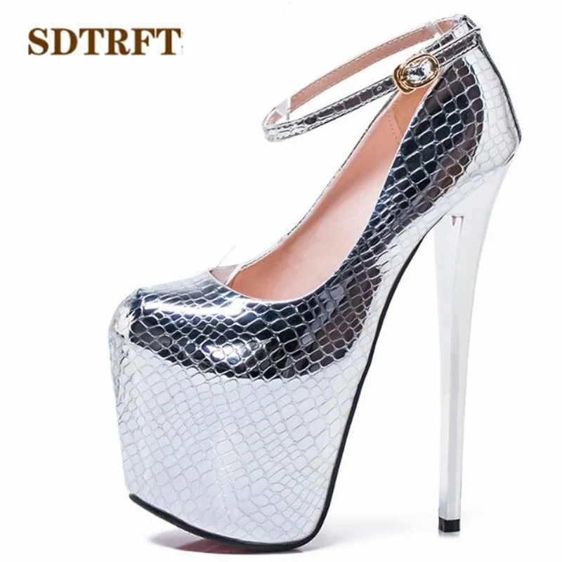 SDTRFT Ankle strap Gold Sliver 20cm thin high heels Female Shoes woman Round Toe Patent Leather Platform Pumps Plus:34-45 46 47
SDTRFT Ankle strap Gold Sliver 20cm thin high heels Female Shoes woman Round Toe Patent Leather Platform Pumps Plus:34-45 46 47