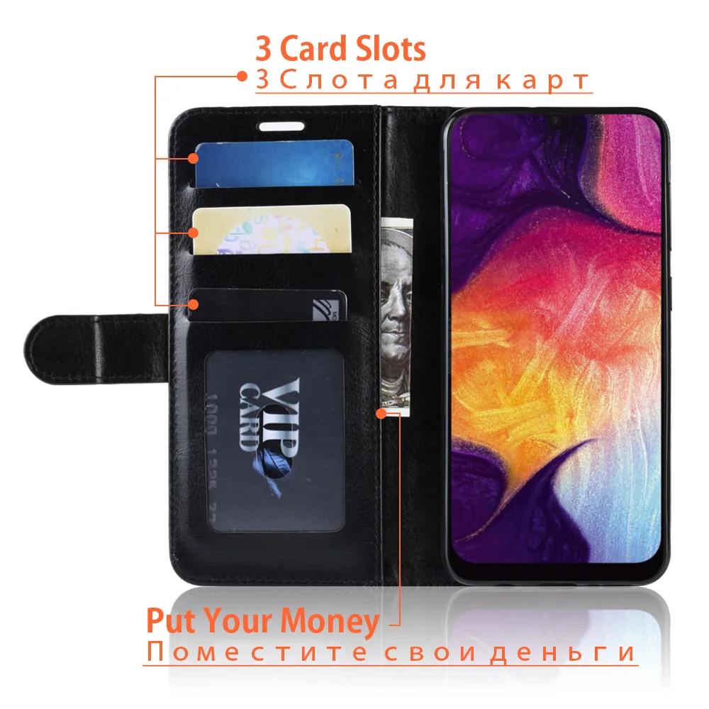 KSAM1192_3_Wallet Leather Case with Card Slots and Stand for Samsung A50 A505 SM-A505F