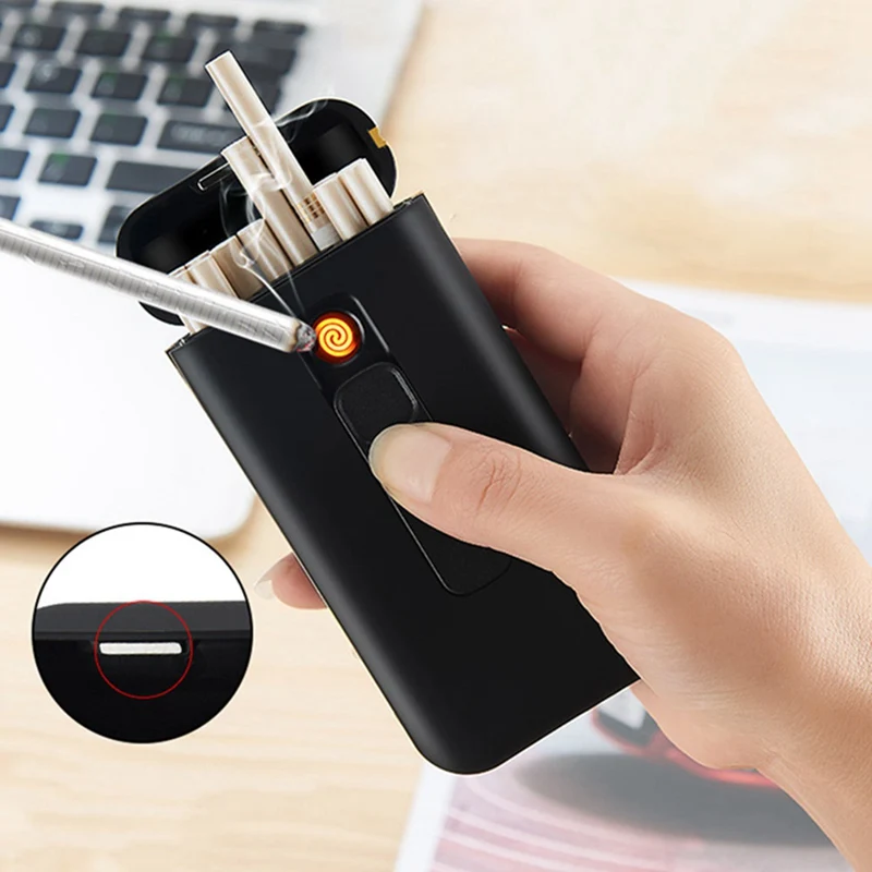 20pcs Capacity Cigarette Case Box with USB Electronic Lighter for Slim Cigarette Waterproof Cigarette Holder Plasma Lighter
20pcs Capacity Cigarette Case Box with USB Electronic Lighter for Slim Cigarette Waterproof Cigarette Holder Plasma Lighter
