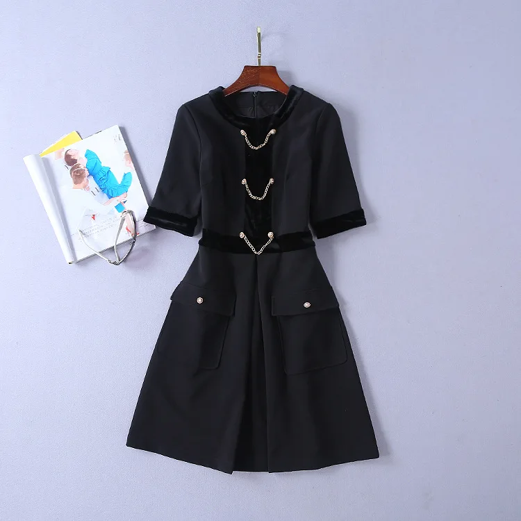 Runway Designer 2019 Spring Summer Dress Women's High Quality Half Sleeve Patchwork Velvet Elegant Party Office Ladies Dress
Runway Designer 2019 Spring Summer Dress Women's High Quality Half Sleeve Patchwork Velvet Elegant Party Office Ladies Dress