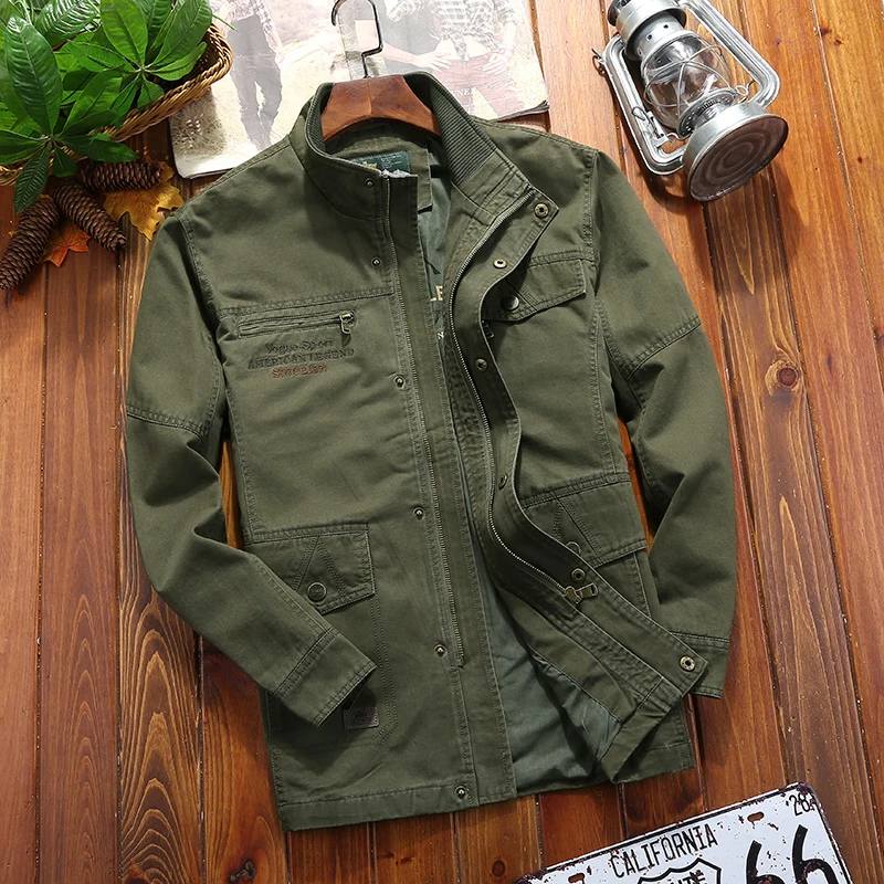 Brand 2018 Stand Collar Cotton Military Jackets Men Spring Autumn Casual Middle-aged Afs Jeep Jackets Jaqueta Masculina
Brand 2018 Stand Collar Cotton Military Jackets Men Spring Autumn Casual Middle-aged Afs Jeep Jackets Jaqueta Masculina