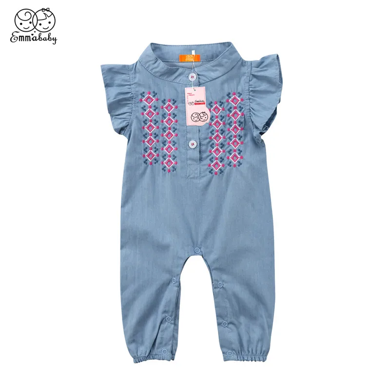 2018 Newest Baby Clothing Summer Infant Newborn Baby Girls Short Sleeve Embroidered Bodysuit Playsuit Hot Ruffles Denim Jumpsuit
2018 Newest Baby Clothing Summer Infant Newborn Baby Girls Short Sleeve Embroidered Bodysuit Playsuit Hot Ruffles Denim Jumpsuit