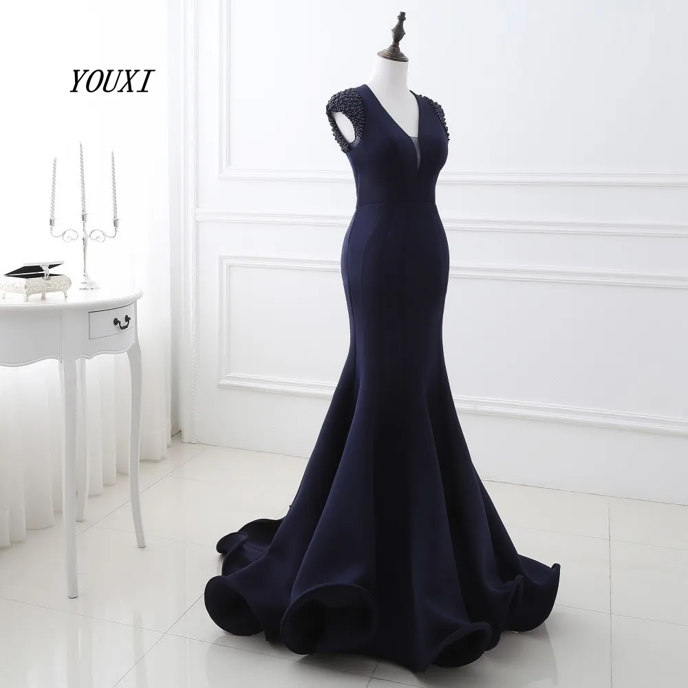 Gorgeous Mermaid Evening Dresses 2023 Robe De Soiree Pearls Beading Women Sexy V-Neck Navy Blue Open Back Formal Gown
Gorgeous Mermaid Evening Dresses 2023 Robe De Soiree Pearls Beading Women Sexy V-Neck Navy Blue Open Back Formal Gown