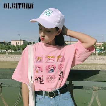 New 2020 T-Shirt Summer Women Shirt Harajuku Cute Sailor Moon Print Loose Short-Sleeved Large Size T-Shirt Women Clothing TT423
New 2020 T-Shirt Summer Women Shirt Harajuku Cute Sailor Moon Print Loose Short-Sleeved Large Size T-Shirt Women Clothing TT423