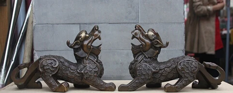 0 Pure Bronze Bronze Attract Wealth Coin Brave troops Foo Dog Lion Statue Pair
0 Pure Bronze Bronze Attract Wealth Coin Brave troops Foo Dog Lion Statue Pair