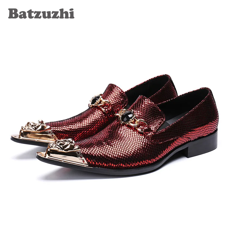 Batzuzhi Italy Type Men Shoes Gold Iron Toe Formal Leather Dress Shoes Business Men Wine Red Party and Wedding Shoes for Men,46
Batzuzhi Italy Type Men Shoes Gold Iron Toe Formal Leather Dress Shoes Business Men Wine Red Party and Wedding Shoes for Men,46