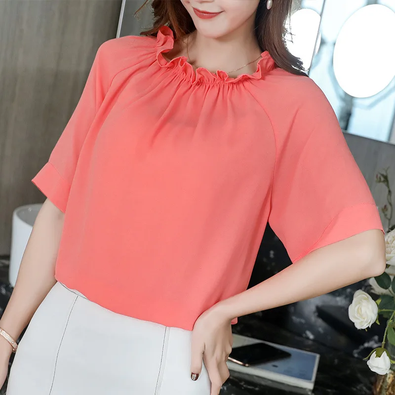 Korean Womens Chiffon Blouse Elegant Office Ruffles Short Sleeve Shirts Summer Blouses 2019 Streetwear Top Blusas Plus Size Tops
Korean Womens Chiffon Blouse Elegant Office Ruffles Short Sleeve Shirts Summer Blouses 2019 Streetwear Top Blusas Plus Size Tops