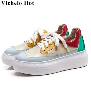 Vichelo Hot simple style mixed colors natural leather plane platform high bottom retro sneakers lace up vulcanized shoes L12
Vichelo Hot simple style mixed colors natural leather plane platform high bottom retro sneakers lace up vulcanized shoes L12