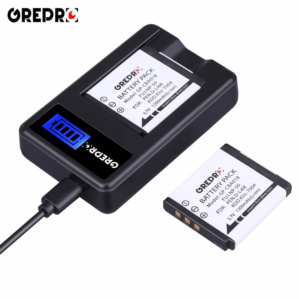 GREPRO 2pcs 1200mAh NP-50 NP50 KLIC-7004 KLIC-7004 K7004 D-Li68 Camera Battery+LCD USB Charger for Fujifilm X10 X20 XF1 F50 F75
GREPRO 2pcs 1200mAh NP-50 NP50 KLIC-7004 KLIC-7004 K7004 D-Li68 Camera Battery+LCD USB Charger for Fujifilm X10 X20 XF1 F50 F75