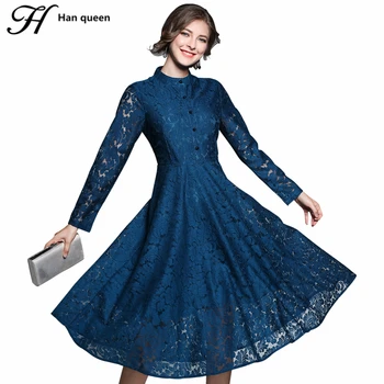 H Han Queen Autumn Winter Dress Lace Hollow Out Long Sleeve Casual Clothing Women Elegant Slim Vintage Dress Work Party Vestidos
H Han Queen Autumn Winter Dress Lace Hollow Out Long Sleeve Casual Clothing Women Elegant Slim Vintage Dress Work Party Vestidos
