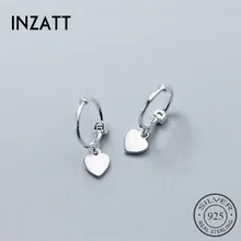 Pendientes de aro exquisitos de corazón de plata de ley 925 auténtico INZATT 2018 joyería fina para mujer accesorios de fiesta de cumpleaños regalo(China)