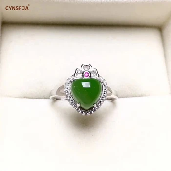CYNSFJA Real Certified Natural Hetian Jasper 925 Sterling Silver Handmade Heart Jade Ring Green High Quality Resizable Best Gift
CYNSFJA Real Certified Natural Hetian Jasper 925 Sterling Silver Handmade Heart Jade Ring Green High Quality Resizable Best Gift
