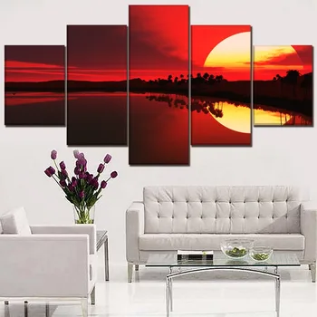 Wall Art Home Decor Framework Canvas Painting 5 Pcs Sunset Lake Reflection Red Landscape Picture For Living Room HD Print Poster
Wall Art Home Decor Framework Canvas Painting 5 Pcs Sunset Lake Reflection Red Landscape Picture For Living Room HD Print Poster