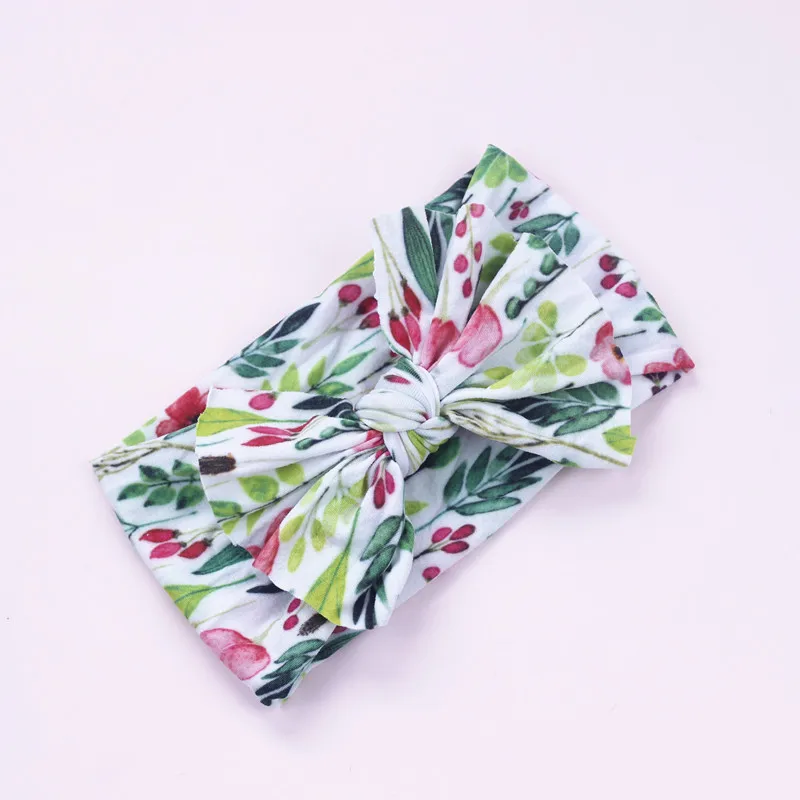 Knot Bows Cotton Nylon Headbands 2019 Fashion Newborn Baby Girls Wide Turban Head Wraps Full Prints Patterned Wear | Аксессуары для