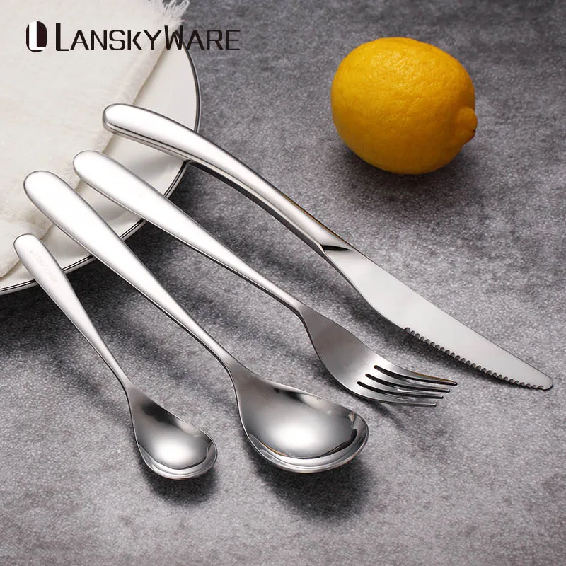 LANSKYWARE Western Cutlery Set 304 Stainless Steel Flatware With Thickened Handle Knife Spoon Fork Kitchen Tableware Dinner Set
LANSKYWARE Western Cutlery Set 304 Stainless Steel Flatware With Thickened Handle Knife Spoon Fork Kitchen Tableware Dinner Set
