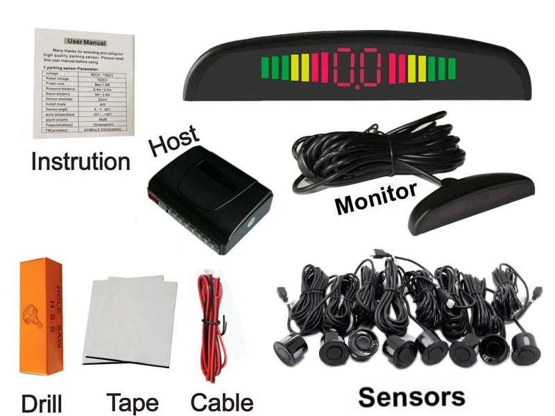 Car Parking sensor 8 sensors+ Buzzer Backup Radar Detector System Reverse Sound Alert 4 colors to choose Free shipping!
Car Parking sensor 8 sensors+ Buzzer Backup Radar Detector System Reverse Sound Alert 4 colors to choose Free shipping!