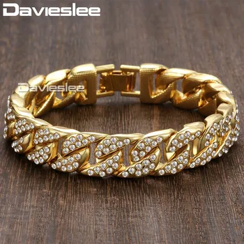 Davieslee 14mm 20cm Mens Bracelet for Women Jewelry Iced Out Curb Cuban Chain Yellow Gold Filled Paved Rhinestones GB403
Davieslee 14mm 20cm Mens Bracelet for Women Jewelry Iced Out Curb Cuban Chain Yellow Gold Filled Paved Rhinestones GB403