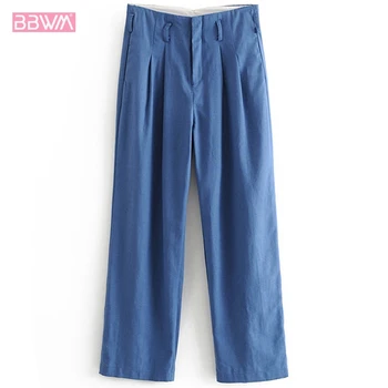 2019 autumn new women's retro high waist pleated casual pants slim straight trousers Blue professional leisure
2019 autumn new women's retro high waist pleated casual pants slim straight trousers Blue professional leisure