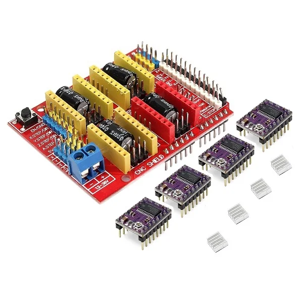 CNC Shield Board + 4 X DRV8825 Stepper Motor Driver Kit For Arduino 3D Printer Accessories
CNC Shield Board + 4 X DRV8825 Stepper Motor Driver Kit For Arduino 3D Printer Accessories