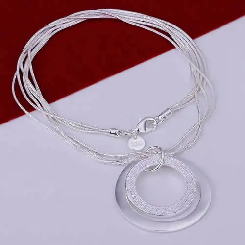 Women Two Circles Shape Frosted Silver Necklace Plated Jewelry Charm Chain Necklace Jewellery
Women Two Circles Shape Frosted Silver Necklace Plated Jewelry Charm Chain Necklace Jewellery