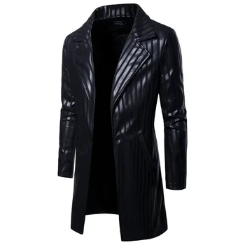 Rusanranz Brand 2018 New Leather Jacket Men British Style Single Button Long Suit Leather Jacket Spring and Autumn Stripe Coats
Rusanranz Brand 2018 New Leather Jacket Men British Style Single Button Long Suit Leather Jacket Spring and Autumn Stripe Coats
