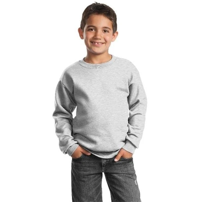 Port & Company PC90Y Youth Core Fleece Crewneck Sweatshirt Ash - Small