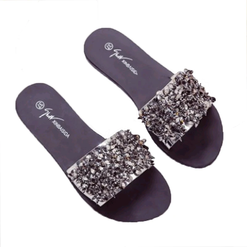 Women's Slippers Summer New Fashion Shiny Rhinestone Flat Bottom Women's Sandals Slippers Outdoor Leisure Beach Slippers Women
Women's Slippers Summer New Fashion Shiny Rhinestone Flat Bottom Women's Sandals Slippers Outdoor Leisure Beach Slippers Women