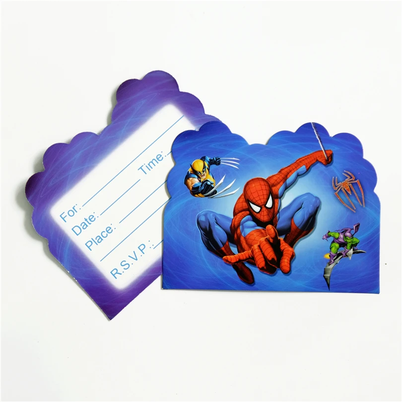10pcs/lot Invitation Card Spiderman Avengers Superhero Kids Birthday party supply event party supplies party Decoration Set
10pcs/lot Invitation Card Spiderman Avengers Superhero Kids Birthday party supply event party supplies party Decoration Set