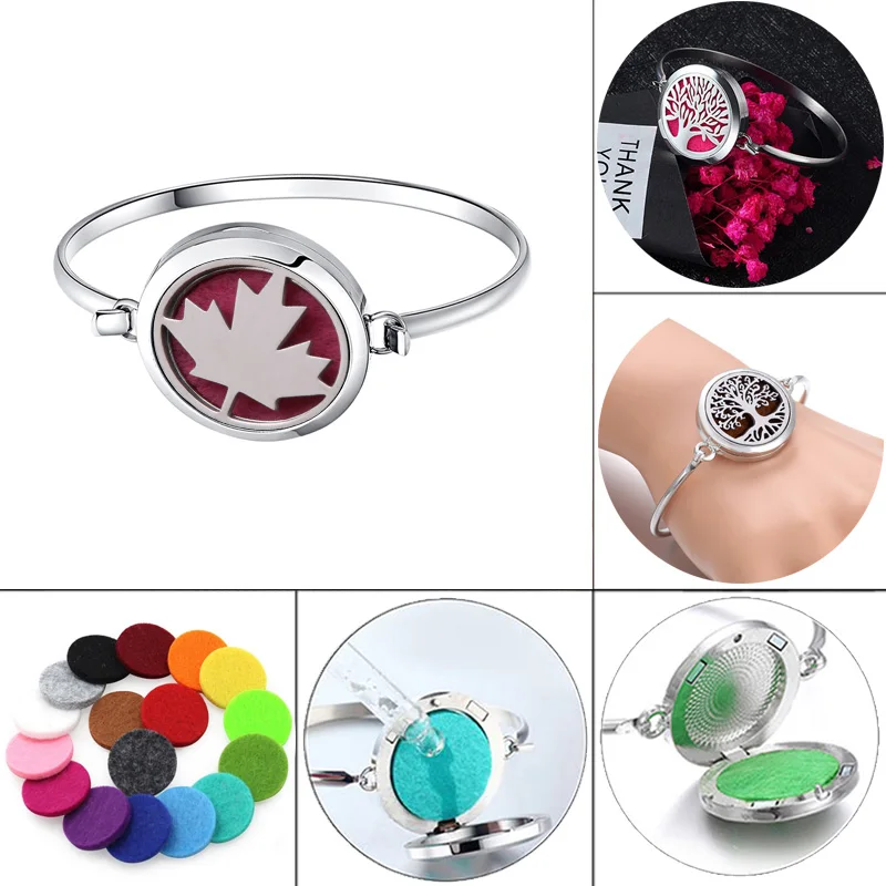 Leaves pattern Perfume Bracelet Essential Oil Diffuser Aromatherapy Locket Bracelet Tree 316L Stainless Steel Diffuser Bracelet
Leaves pattern Perfume Bracelet Essential Oil Diffuser Aromatherapy Locket Bracelet Tree 316L Stainless Steel Diffuser Bracelet