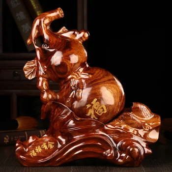 

Dongyang wood carving crafts mahogany Froude more than solid wooden creative Home Furnishing feng shui ornaments large gourd