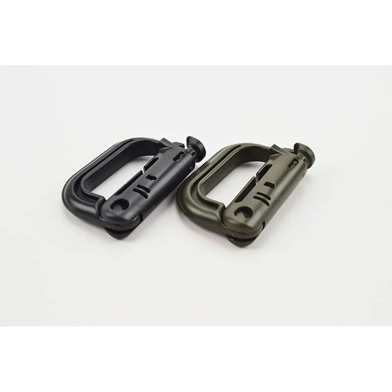 Plastic D Carabiner Black and Ranger Green