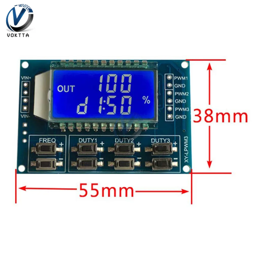3 Way Frequency Meter Signal Generator Module 1Hz-150 KHz Duty Cycle PWM Pulse Signal Generator with LCD Display
3 Way Frequency Meter Signal Generator Module 1Hz-150 KHz Duty Cycle PWM Pulse Signal Generator with LCD Display