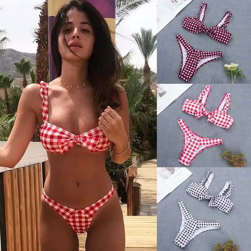 Sexy Plaid Swimsuits Female Bowknot Ruffles Swimwear Triangle Bikini Set Women
Sexy Plaid Swimsuits Female Bowknot Ruffles Swimwear Triangle Bikini Set Women