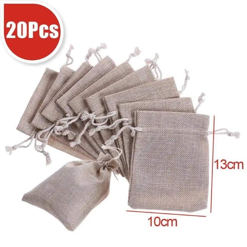 pcs/set drawstring linen jute hessian jewelry display gift bags