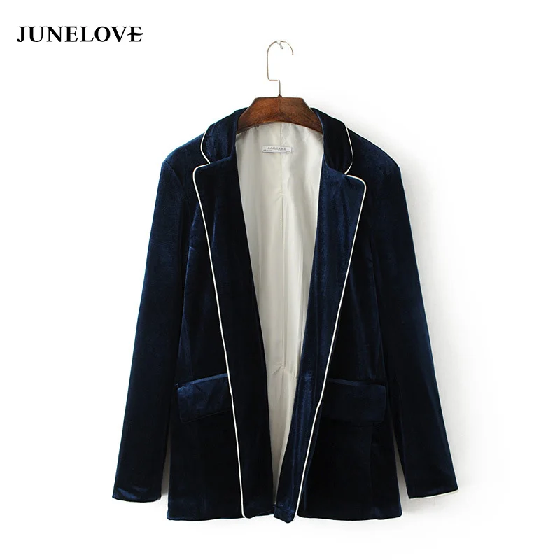 JuneLove 2019 Autumn Winter Women Velvet Blazer Fashion Outwear Coat For Women Pajamas Style Casual Ladies Pocket Jacket
JuneLove 2019 Autumn Winter Women Velvet Blazer Fashion Outwear Coat For Women Pajamas Style Casual Ladies Pocket Jacket