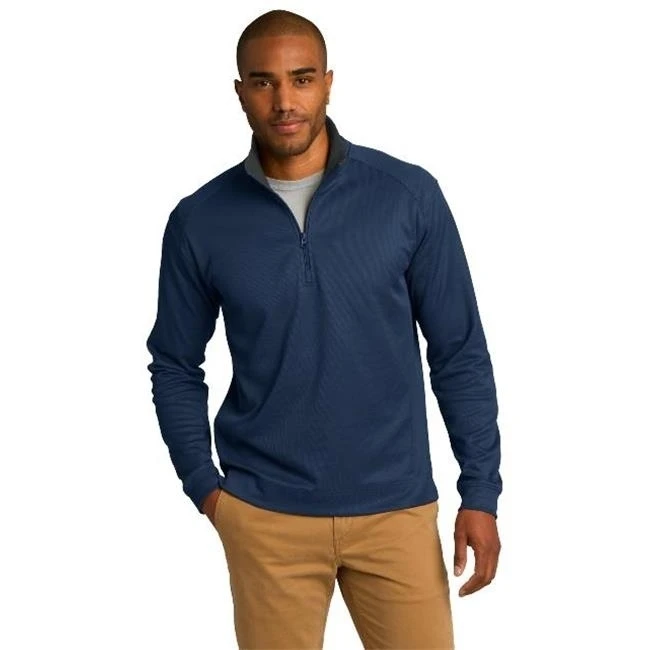 Port Authority K805 Mens Vertical Texture 1 by 4-Zip Pullover Regatta Blue & Iron Grey - 2XL
