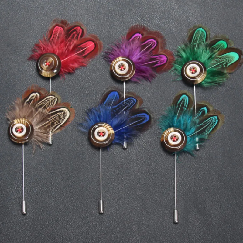 New Bohemian men feather brooch stick lapel pin suits boutonniere animal feather button brooches jewelry 6 color Style wedding
New Bohemian men feather brooch stick lapel pin suits boutonniere animal feather button brooches jewelry 6 color Style wedding