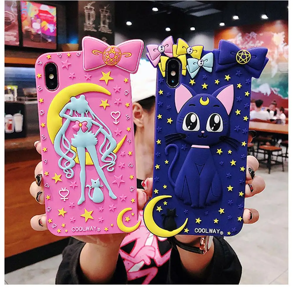 3D pink Japan cartoon cute Sailor Moon Stars Luna Cat High quality silicone soft cover for iphone XS X 6 7 8plus phone cases
3D pink Japan cartoon cute Sailor Moon Stars Luna Cat High quality silicone soft cover for iphone XS X 6 7 8plus phone cases