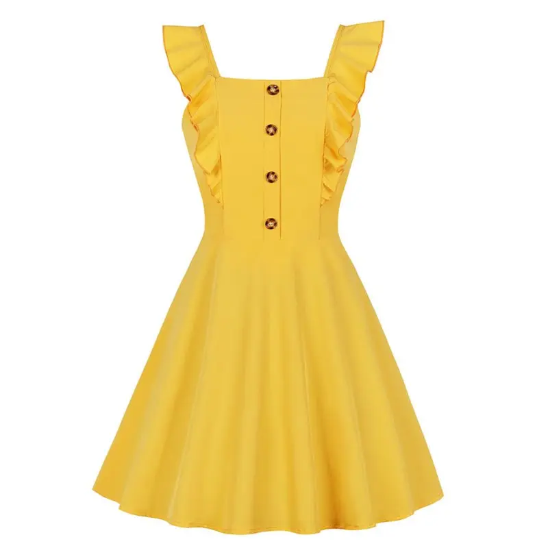 Summer Dress Women Yellow Chic Ruffle Stylish Street Vintage A Line Plain Sweet Elegant Backless Sexy Party Casual Short Dresses
Summer Dress Women Yellow Chic Ruffle Stylish Street Vintage A Line Plain Sweet Elegant Backless Sexy Party Casual Short Dresses