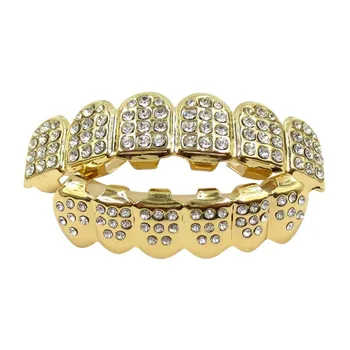 14K Gold Teeth Silver Plated With Diamond Teeth Grillz Top Bottom Iced Out CZ Hip Hop Tooth Cap Grill Set Party Supplies
14K Gold Teeth Silver Plated With Diamond Teeth Grillz Top Bottom Iced Out CZ Hip Hop Tooth Cap Grill Set Party Supplies