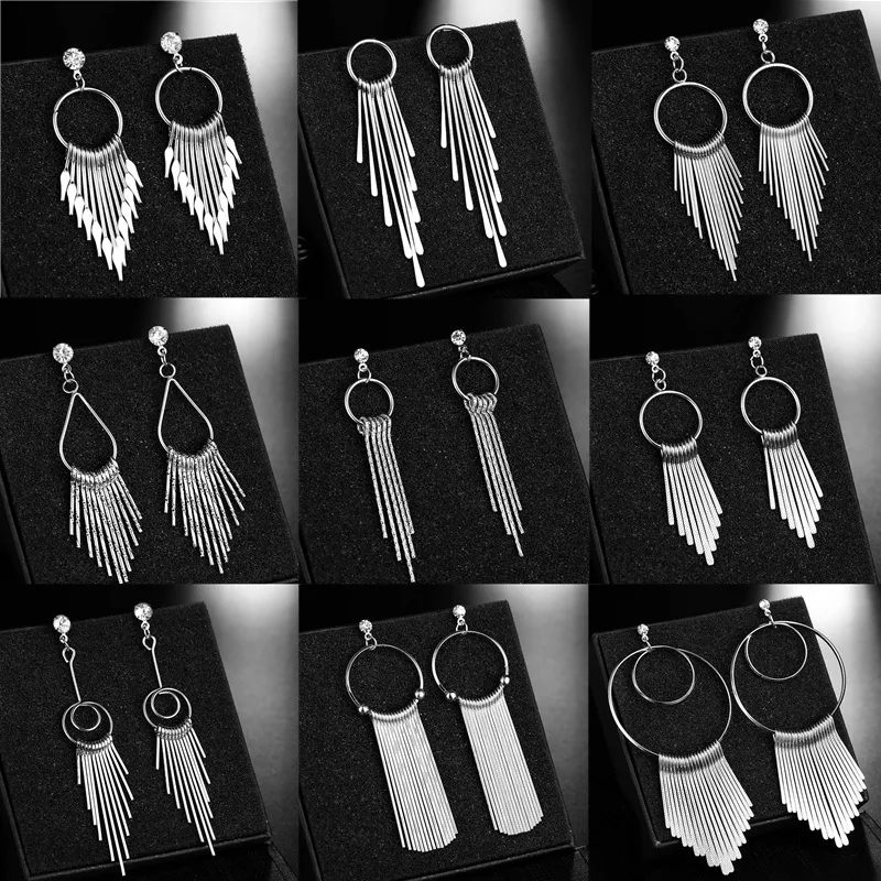 Europe and America Creative Geometric Circle Long Tassel Dangle Earrings Fashion Brand Metal Cold Light Drop Earrings Women
Europe and America Creative Geometric Circle Long Tassel Dangle Earrings Fashion Brand Metal Cold Light Drop Earrings Women
