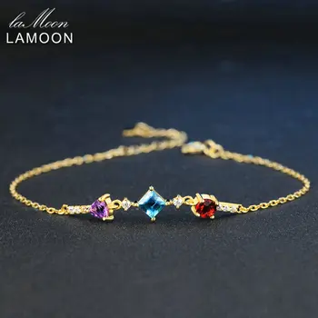 LAMOON 4mm Purple Amethyst Red Garnet Blue Top 925 Sterling Silver Jewelry S925 Charm Bracelet LMHI027
LAMOON 4mm Purple Amethyst Red Garnet Blue Top 925 Sterling Silver Jewelry S925 Charm Bracelet LMHI027