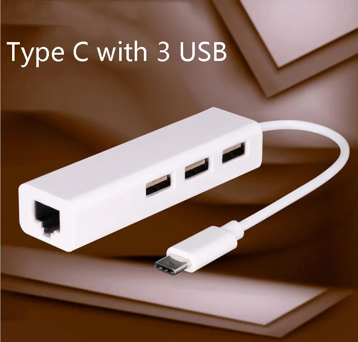 

USB C USB 3.1 Type C RJ45 Ethernet Network Adapter 3 Port USB For Macbook Air PRO For Nokia N1 for Mouse Keyboard White