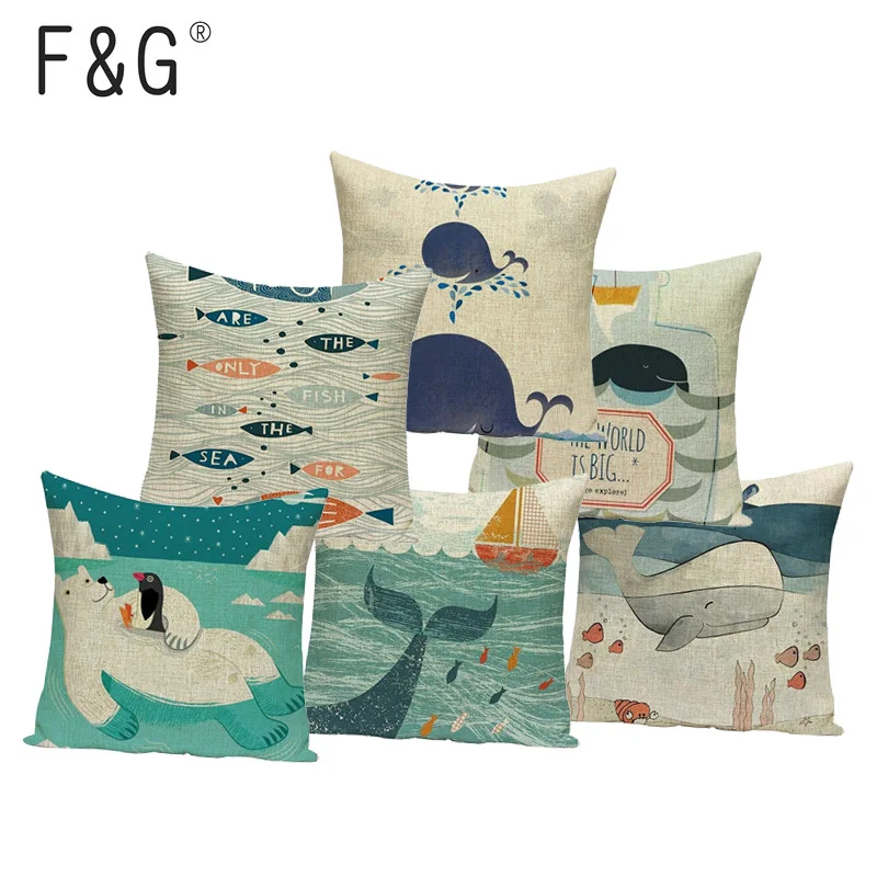 Ocean Home Decor Decorative Cute Fish Pattern Pillow Case Newest Fashion Nordic Style Whale Cushion Covers for Sofa Family Gift
Ocean Home Decor Decorative Cute Fish Pattern Pillow Case Newest Fashion Nordic Style Whale Cushion Covers for Sofa Family Gift